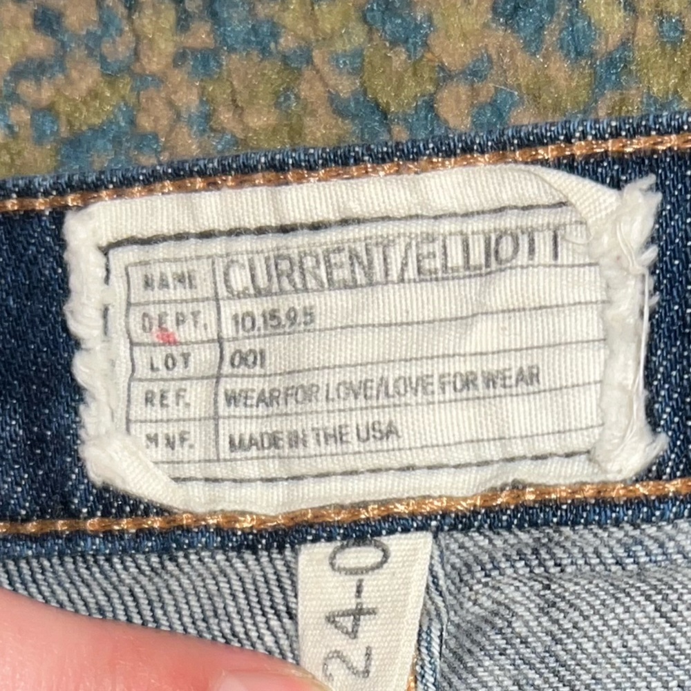 Current/Elliott The Roller Bonfire Raw Hem Jeans Size 24 - Picture 7 of 9